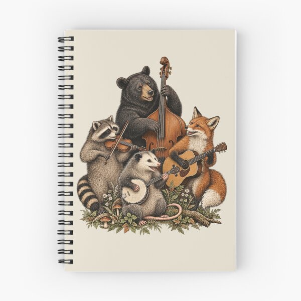 Item preview, Woodland Animal Bluegrass Band Vintage Ink Art designed and sold by AmiGraph.