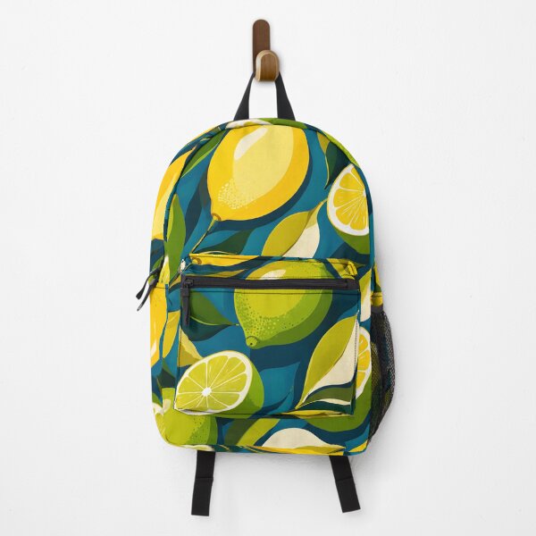 Item preview, Bright Lemon and Lime Citrus Pattern on Deep Teal designed and sold by Amalia Gutyz.