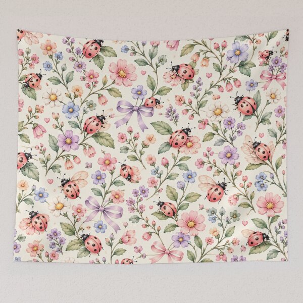 Item preview, Ladybug Garden – Pastel Watercolor Floral Pattern designed and sold by HO•Designs.