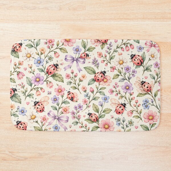 Item preview, Ladybug Garden – Pastel Watercolor Floral Pattern designed and sold by HO•Designs.