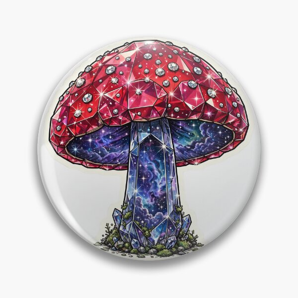 Artikelvorschau, Roter Amanita Galaxy Kristallaufkleber - Rubinpilz mit Galaxy-Stiel entworfen und verkauft von FineLineBotanical .