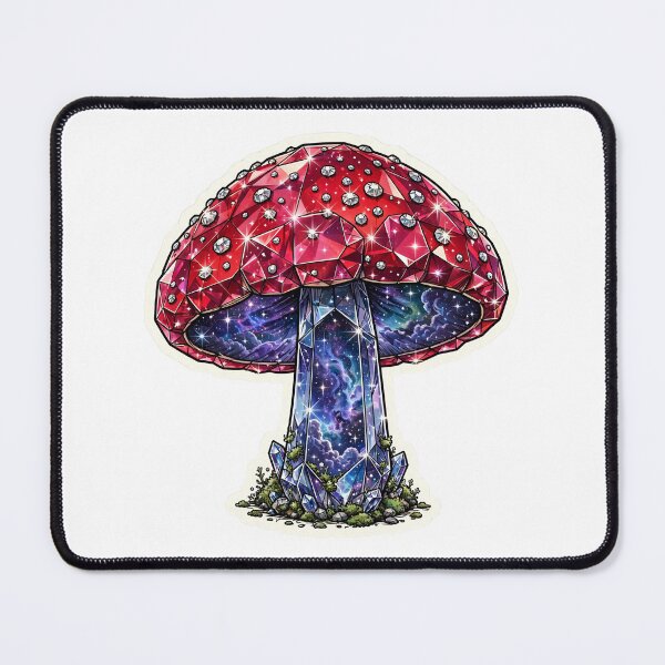 Artikelvorschau, Roter Amanita Galaxy Kristallaufkleber - Rubinpilz mit Galaxy-Stiel entworfen und verkauft von Crystal Critters .