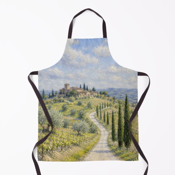 Aperçu de l'œuvre Tuscan Countryside Vineyard with Cypress Trees Impressionist Landscape créée et vendue par Amalia Gutyz.