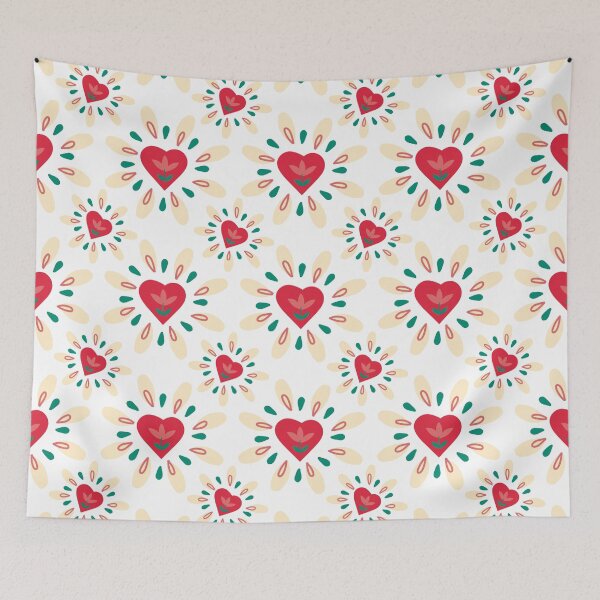 Item preview, Radiant Red Hearts & Floral Sunburst Pattern designed and sold by adlkh.