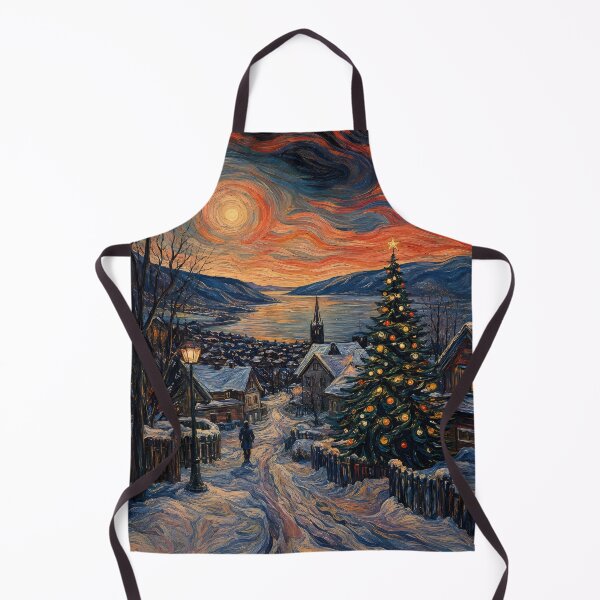 Item preview, Starry Christmas Village with Glowing Tree and Snowy Night designed and sold by Amalia Gutyz.