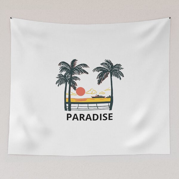 Artikelvorschau, Minimalistische Ästhetik: Sonnenuntergang mit paradiesischen Palmen entworfen und verkauft von JPD-Studio.