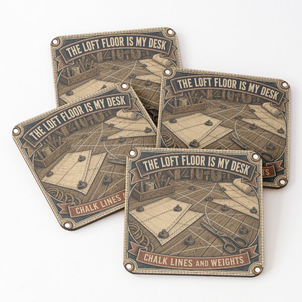 Item preview, The Loft Floor Is My Desk Sail Making Chalk Lines Nautical Emblem designed and sold by BoosterShop.