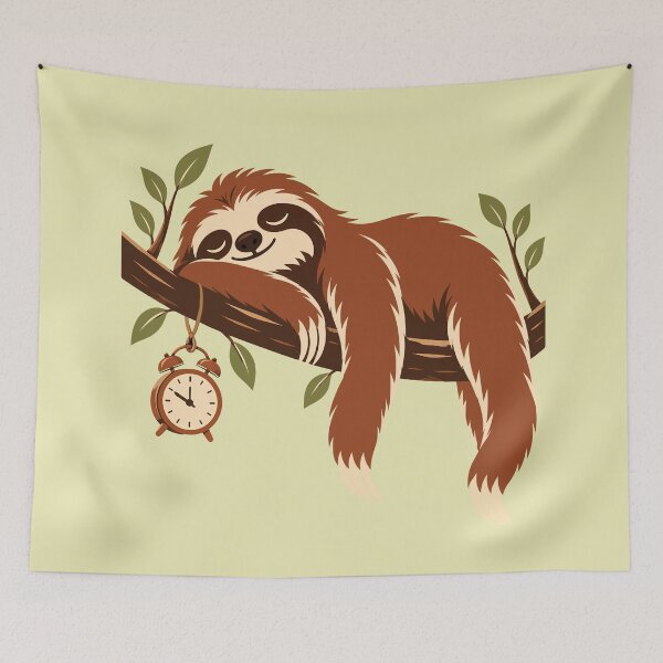 Item preview, Sloth Napping on Tree Branch with Alarm Clock designed and sold by karamram.