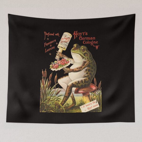 Item preview, Frog Cologne & Flowers Vintage Art Print designed and sold by mokopuniarts.