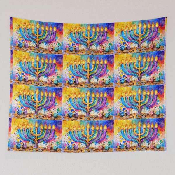 Item preview, Vibrant Hanukkah Menorah and Dreidels designed and sold by Savannah Gibbs.