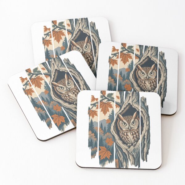 Item preview, Screech Owl in the Hollow Maple Wild Bird Nature Wall Art designed and sold by VisualArtsOasis.