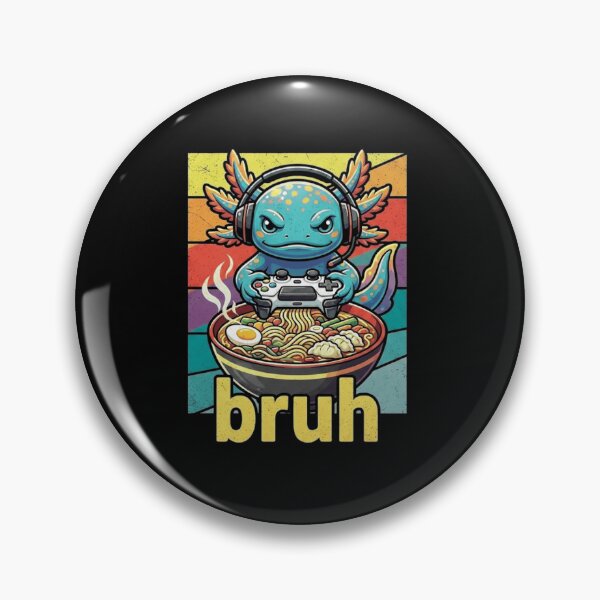 Item preview, Bruh Gamer Axolotl with Ramen and Controller Retro Design designed and sold by MiALopezArt.