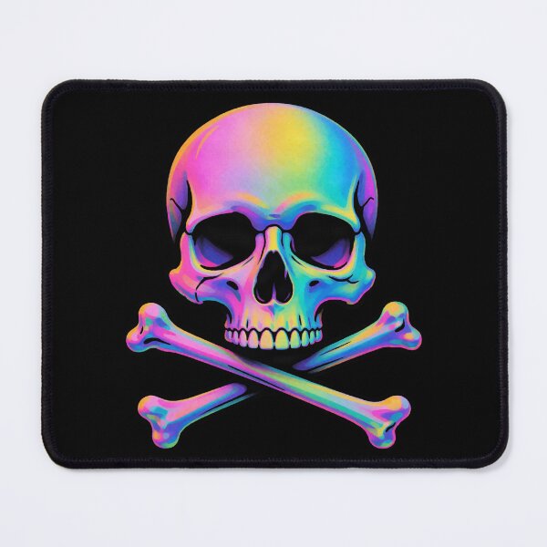 Item preview, Iridescent Holographic Skull and Crossbones Art designed and sold by Skulls & Calaveras.