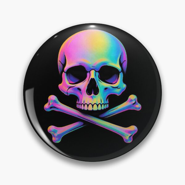 Item preview, Iridescent Holographic Skull and Crossbones Art designed and sold by Skulls & Calaveras.