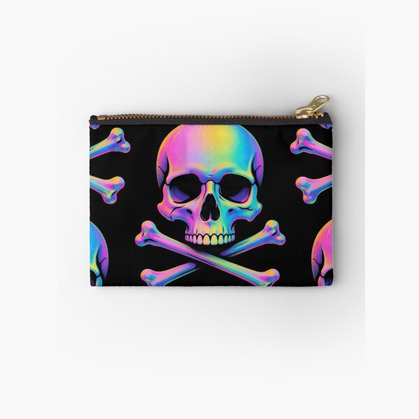 Item preview, Iridescent Holographic Skull and Crossbones Art designed and sold by Skulls & Calaveras.