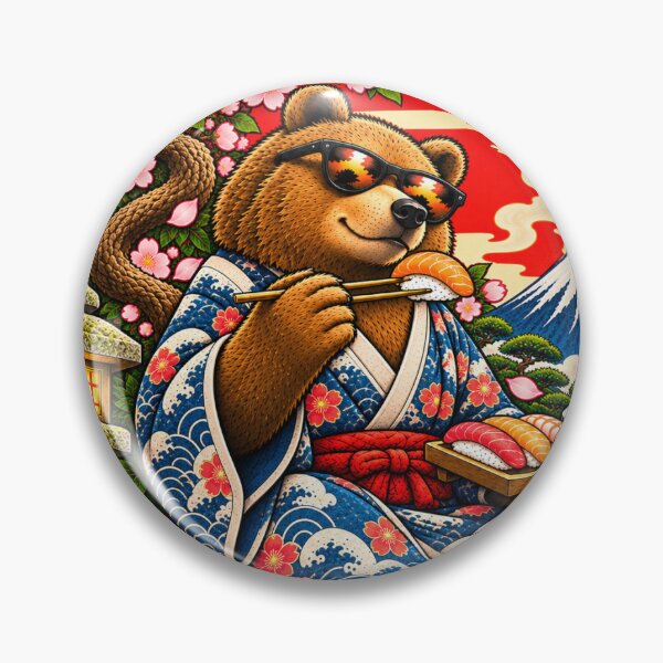 Item preview, Bear – Chill, Japanese Sushi Feast Tattoo Art designed and sold by Sleepy Safari.