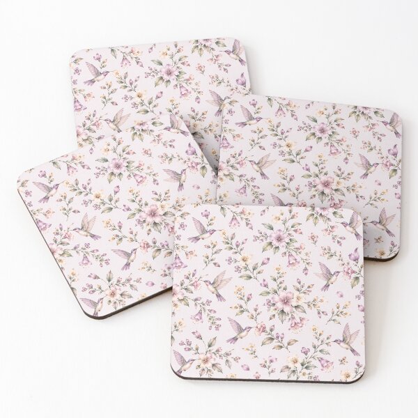 Item preview, Pastel Hummingbird Garden – Elegant Watercolor Floral Pattern designed and sold by HO•Designs.