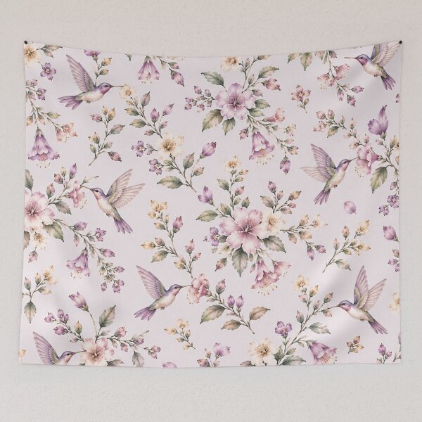 Item preview, Pastel Hummingbird Garden – Elegant Watercolor Floral Pattern designed and sold by HO•Designs.