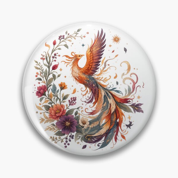 Item preview, Rising Phoenix Floral Fantasy Bird Fire Rebirth Botanical Art  designed and sold by inkoutninja.