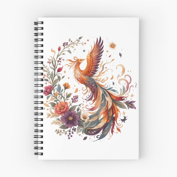 Item preview, Rising Phoenix Floral Fantasy Bird Fire Rebirth Botanical Art  designed and sold by inkoutninja.
