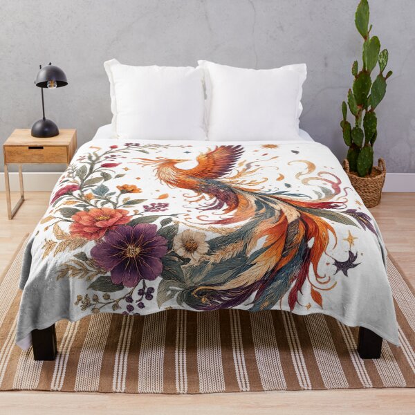 Item preview, Rising Phoenix Floral Fantasy Bird Fire Rebirth Botanical Art  designed and sold by inkoutninja.