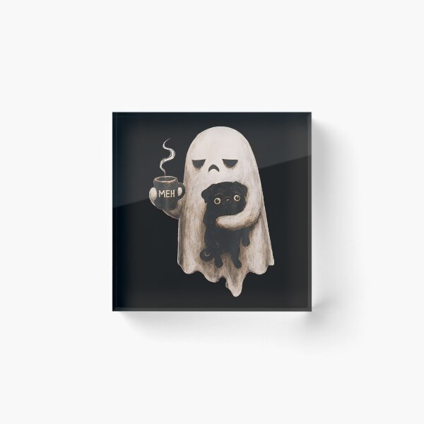 Item preview, Grumpy Ghost Holding Black Pug Dog Meh Coffee Cup Halloween designed and sold by Chromatic-Cubes.