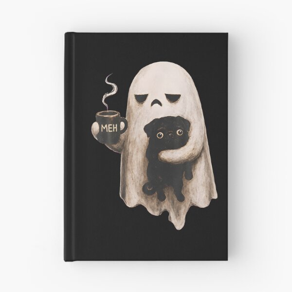 Item preview, Grumpy Ghost Holding Black Pug Dog Meh Coffee Cup Halloween designed and sold by Chromatic-Cubes.