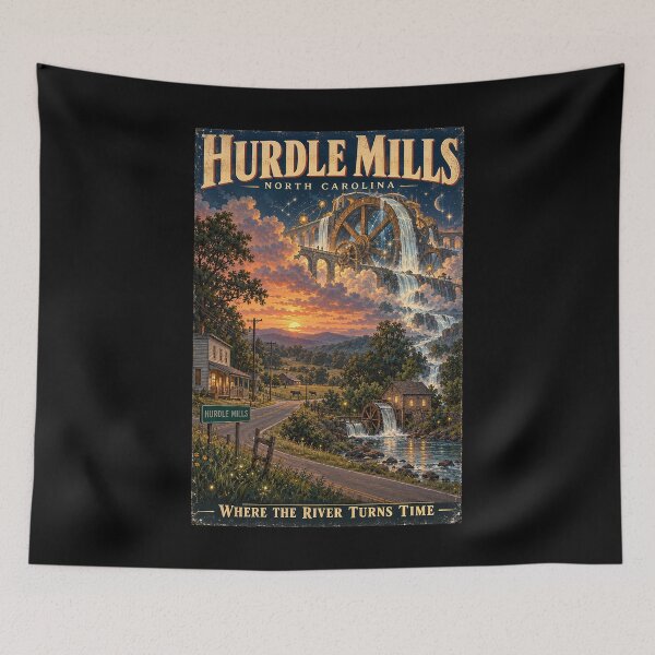Item preview, Hurdle Mills North Carolina – Where the River Turns Time designed and sold by ChickenFund.