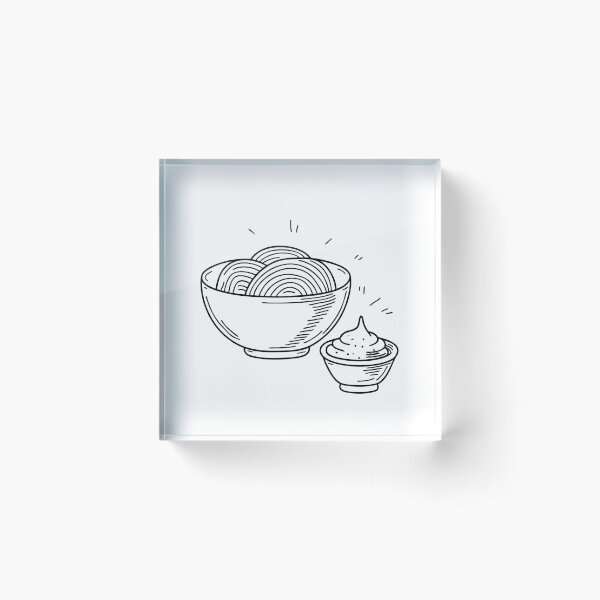 Item preview, An illustration of wasabi beside a bowl of soba noodles designed and sold by rasagamastore.