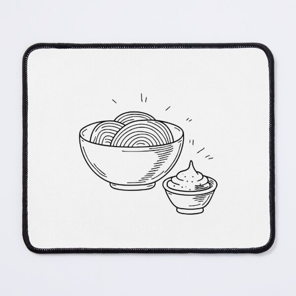 Item preview, An illustration of wasabi beside a bowl of soba noodles designed and sold by rasagamastore.