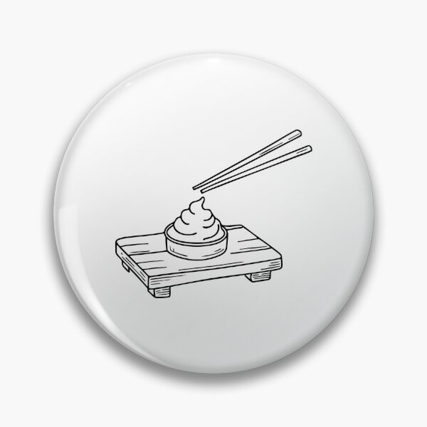 Artikelvorschau, Eine Illustration von Wasabi auf einem Holztablett mit Essstäbchen entworfen und verkauft von rasagamastore.