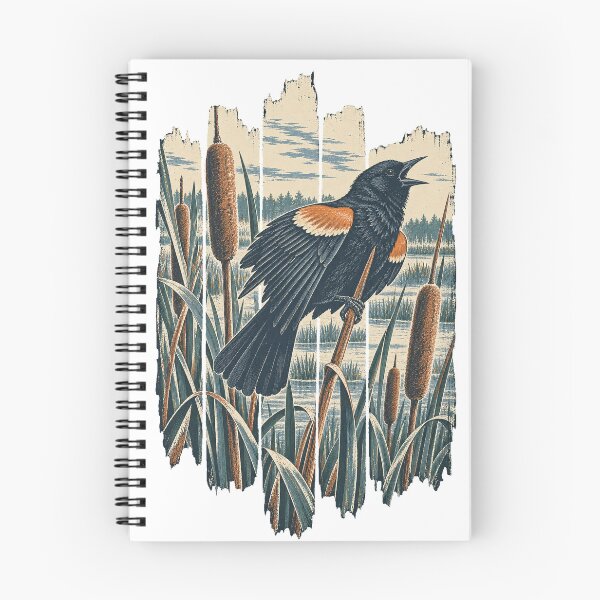 Item preview, Red Winged Blackbird on the Marsh Cattails Wild Bird Nature Wall Art designed and sold by VisualArtsOasis.