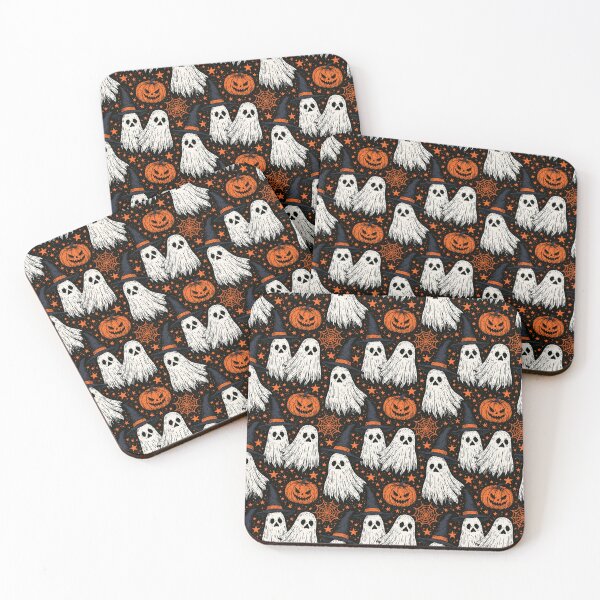 Item preview, Woodcut Ghosts and Jack-o'-Lanterns Halloween Pattern designed and sold by JTArtRealm.