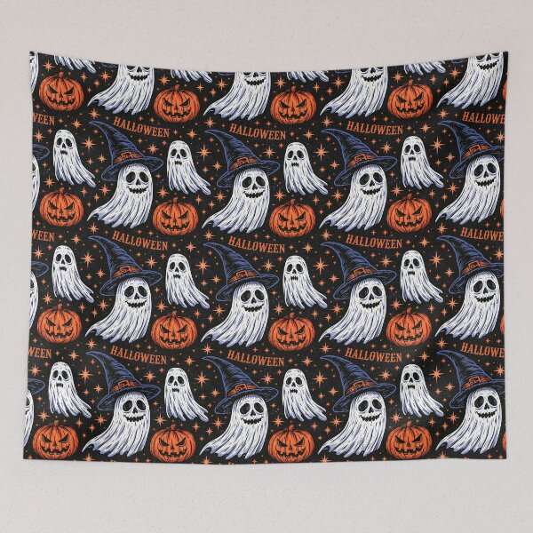 Item preview, Grinning Witch Hat Ghosts Retro Halloween Pattern designed and sold by JTArtRealm.