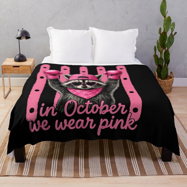 Item preview, In October We Wear Pink Raccoon Breast Cancer designed and sold by LouisaOReilly.