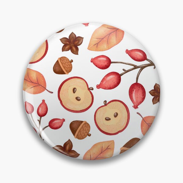 Item preview, Red Apple Slice Star Anise Rosehip White Pattern designed and sold by FestivityFinds.
