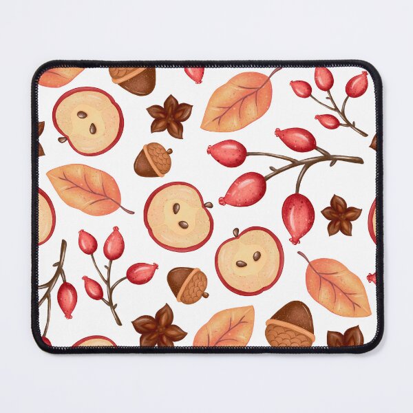 Item preview, Red Apple Slice Star Anise Rosehip White Pattern designed and sold by FestivityFinds.