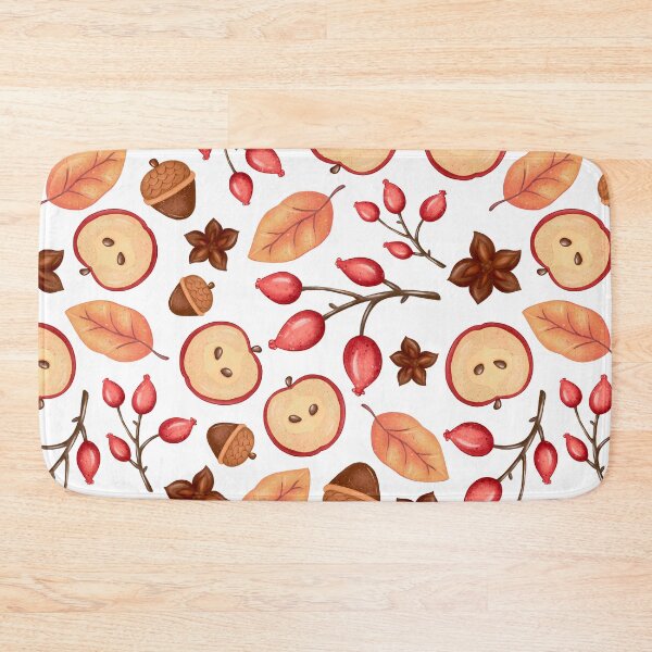 Item preview, Red Apple Slice Star Anise Rosehip White Pattern designed and sold by FestivityFinds.