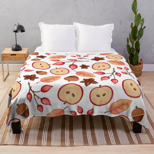 Item preview, Red Apple Slice Star Anise Rosehip White Pattern designed and sold by FestivityFinds.