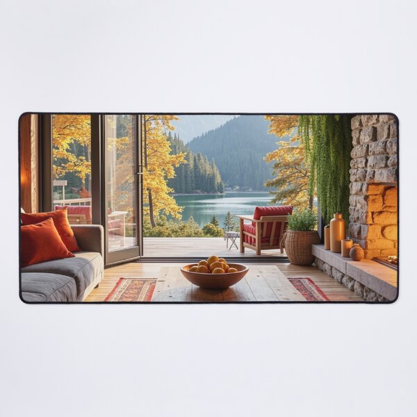 Item preview, Autumn Lakeview Retreat - Fireside Mountain Haven designed and sold by nhk999.