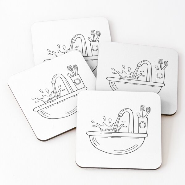 Item preview, A splash of water on a bathroom sink with a toothbrush holder designed and sold by rasagamastore.