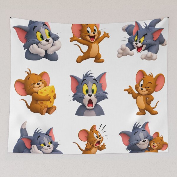 Item preview, Cute 3D Cat and Mouse Cartoon Sticker Pack – Funny Classic Cartoon Characters designed and sold by lavanya11.