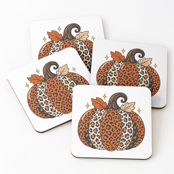 Item preview, Leopard Print Autumn Pumpkin with Fall Leaves designed and sold by skyartdesign.