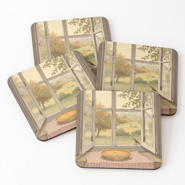 Item preview, Pumpkin Pie on the Gingham Windowsill, Vintage Fall Print designed and sold by GildedFolio.