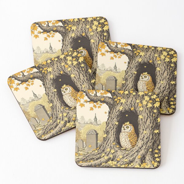 Item preview, Owl in the Old Oak Hollow, Vintage Autumn Print designed and sold by GildedFolio.