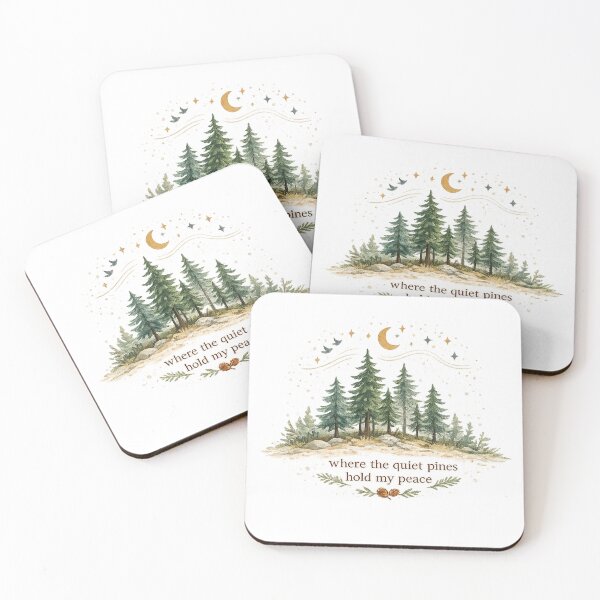 Item preview, Where the Quiet Pines Hold My Peace Forest Moon Nature Cottagecore Art designed and sold by inkoutninja.