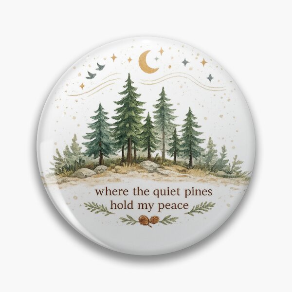 Item preview, Where the Quiet Pines Hold My Peace Forest Moon Nature Cottagecore Art designed and sold by inkoutninja.