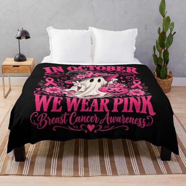 Item preview, Breast Cancer Halloween We Wear Pink Ghost Witch designed and sold by LouisaOReilly.