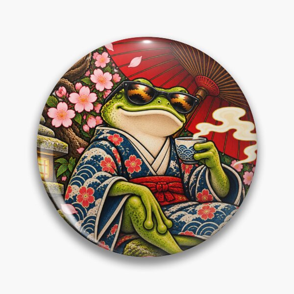 Item preview, Frog – Chill, Japanese Tea Garden Tattoo Art designed and sold by Sleepy Safari.