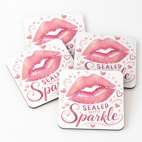 Item preview, Sealed With Sparkle Pink Lips Glam Valentine Girly Quote Design designed and sold by inkoutninja.